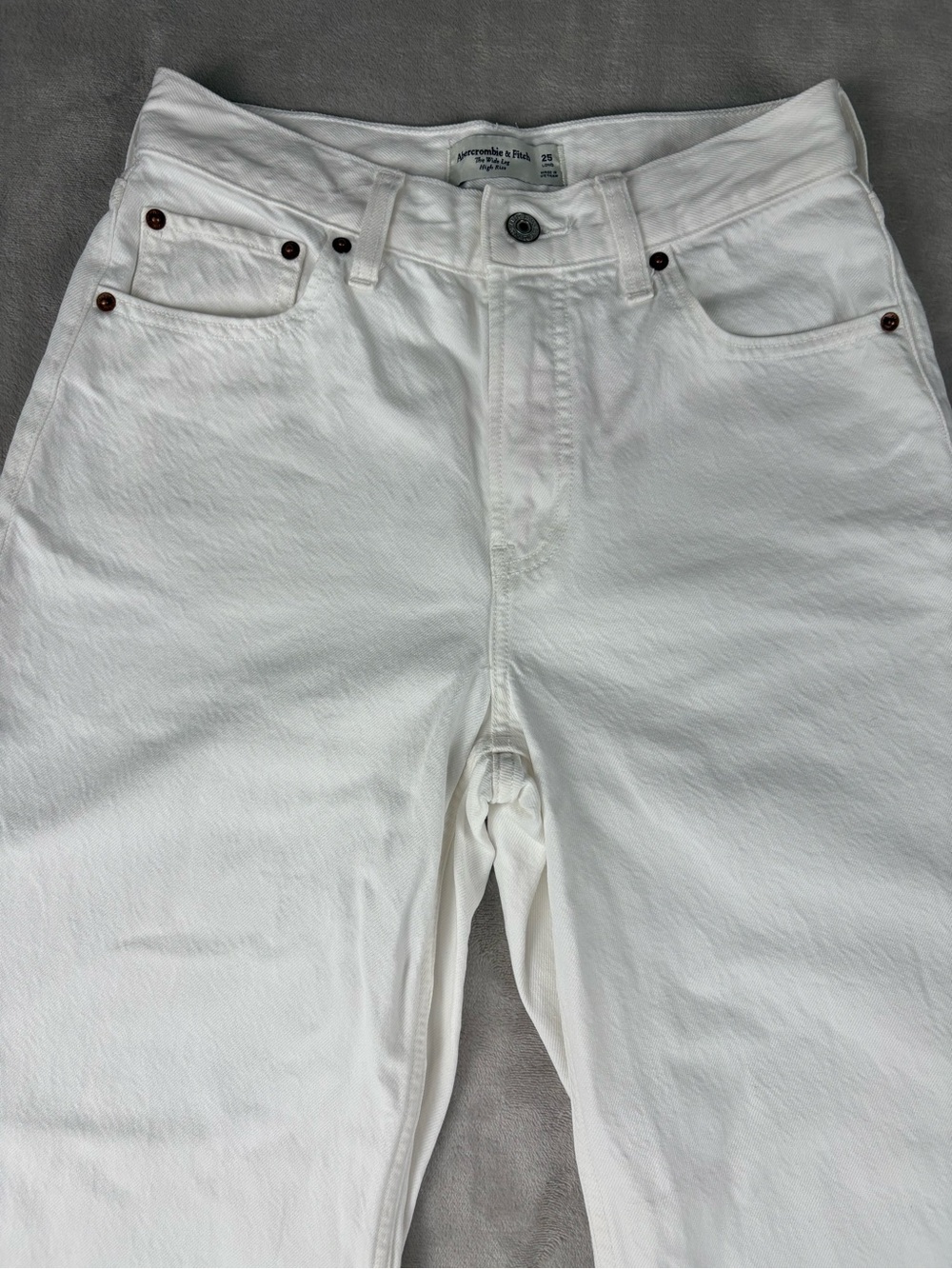 Abercrombie & Fitch Wide Leg High Rise Jeans Women’s 25 Long White Denim Pants - Picture 3 of 7